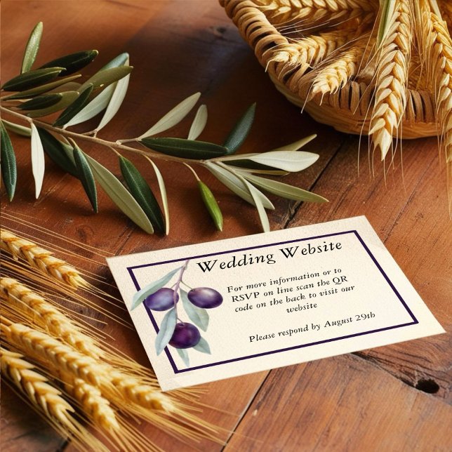 Black Olive Branch Watercolor QR Code Enclosure (.)