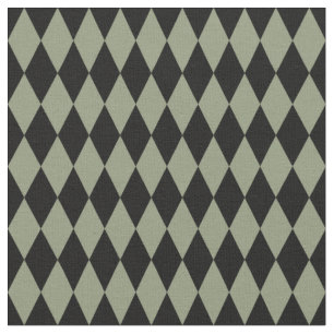 Black & Olive Green Harlequin Diamonds Fabric