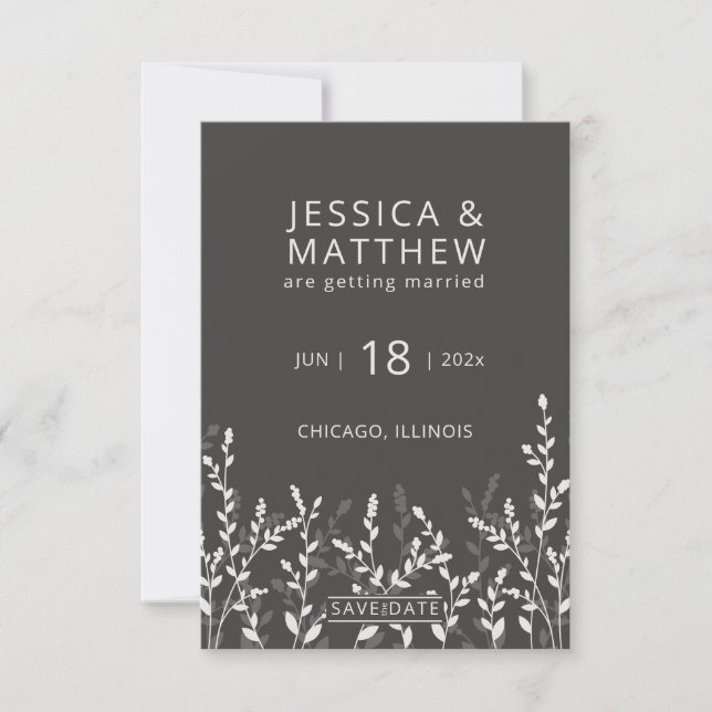 Black Olive • Rustic Wildflower Wedding Save The Date (Front)
