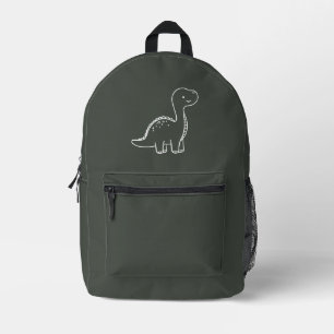 Black Olive Solid Colour Printed Backpack