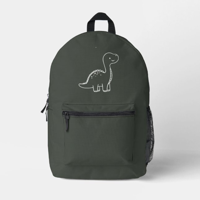 Black Olive Solid Colour Printed Backpack (Front)