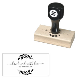 Black Olive Wreath Custom Modern Typography 2 Rubber Stamp