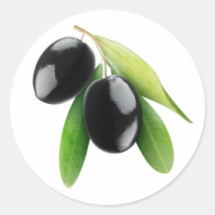 Black olives on a branch classic round sticker