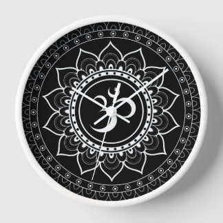 Black Om Mandala Clock