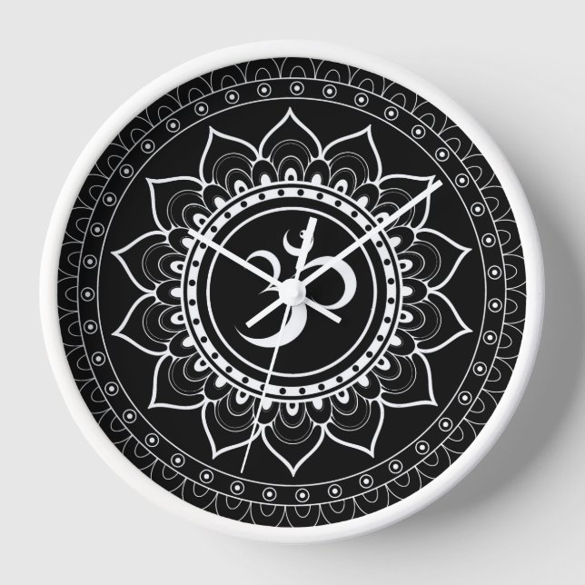 Black Om Mandala Clock (Front)