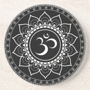 Black Om Mandala Coaster