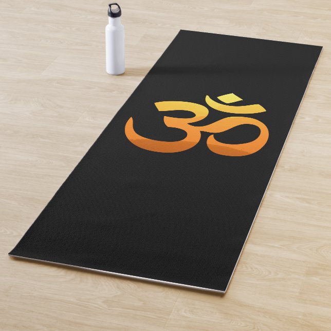 Black Om Mantra Yoga Mat Meditation Gold Sun (In Situ)