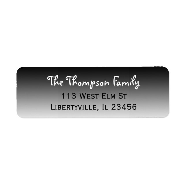 Black Ombre Classy  Return Address Label (Front)