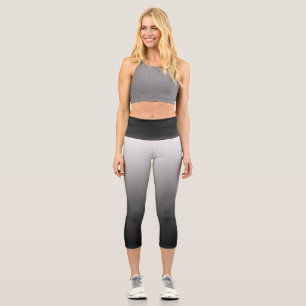 Black Ombre Gradient Faded   Capri Leggings
