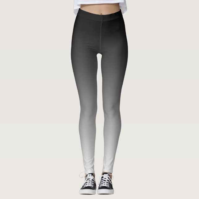 Black Ombre Gradient Faded   Leggings (Front)