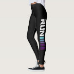 Black Ombré Run Active Sports Leggings<br><div class="desc">These black sports leggings feature a white typography "RUN" slogan with blue and purple ombré block stripes which run down the length of each leg. The simple and trendy design is perfect for the gym, yoga, dance and general keep fit activities and will also add a touch of glam to...</div>