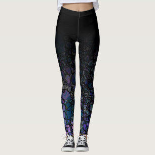 Black Ombre w/ Blue Black Purple Messy Circles Leggings