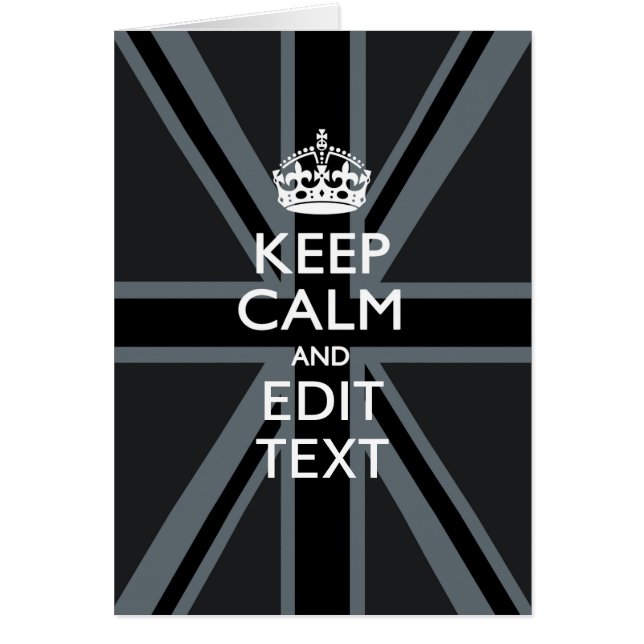 Black on Black  Keep Calm and Your Text Union Jack (Front)