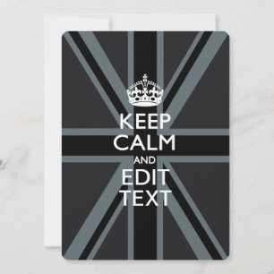 Black on Black Keep Calm and Your Text Union Jack
