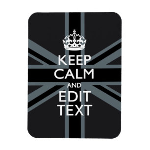 Black on Black Keep Calm Get Your Text Union Jack Magnet