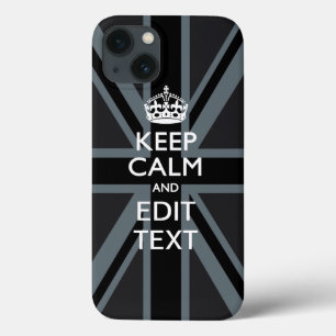 Black on Black  Keep Calm Personalised Union Jack iPhone 13 Case