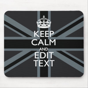 Black on Black Keep Calm Personalised Union Jack Mouse Pad