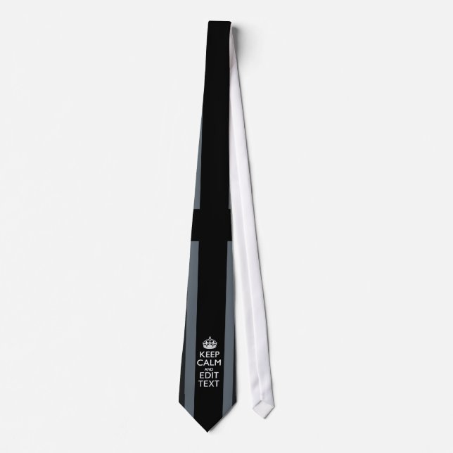 Black on Black  Keep Calm Personalised Union Jack Tie (Front)