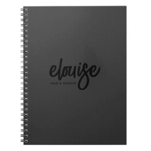 Black on Black Modern Brush Script Beauty Business Notebook
