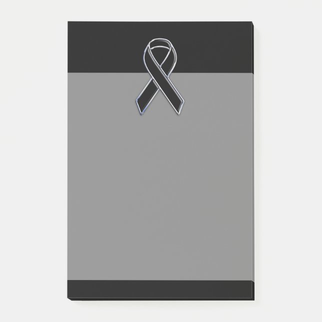 Black on Black Ribbon Awareness Post-it Notes (Front)