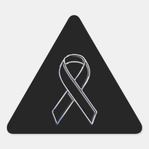 Black on Black Ribbon Awareness Triangle Sticker