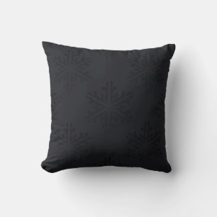 Black on Black Snowflakes Glam Holiday Winter Cushion