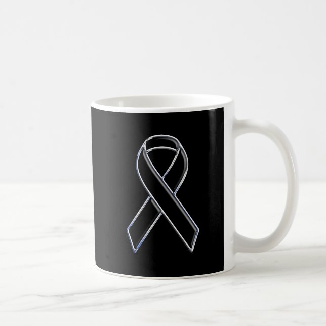 Black on Black Style Ribbon Awareness Coffee Mug (Right)
