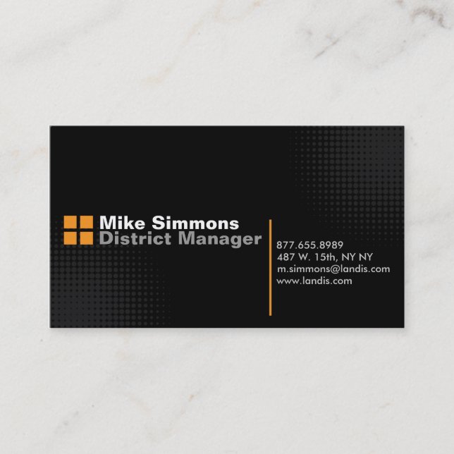 Black on Black with Orange Business Card (Front)