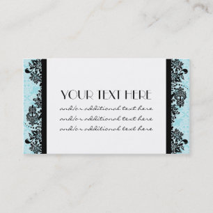 Black on Blue Damask Business Card