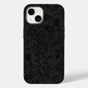 Black On Dark Grey Retro Paisley Damasks Lace iPhone Case