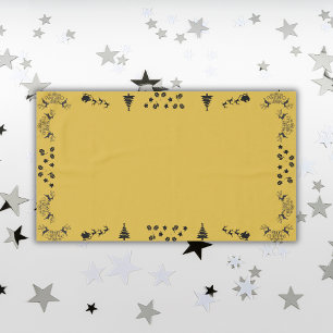 Black on Gold Merry Christmas   Large  Tablecloth