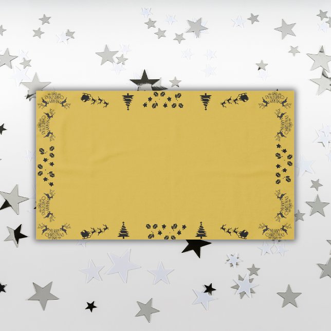 Black on Gold Merry Christmas | Large  Tablecloth (Creator Uploaded)
