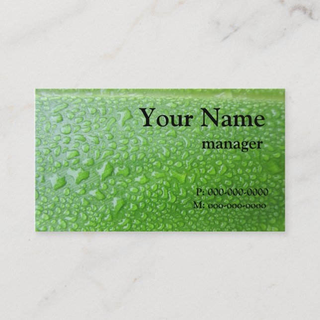 Black On Green Leaf Business Card (Front)
