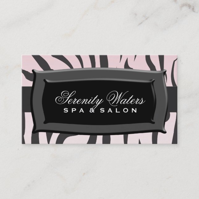 Black On Light Pink Zebra Stripes Business Card (Front)