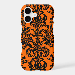 Black On Orange Vintage Floral Damasks