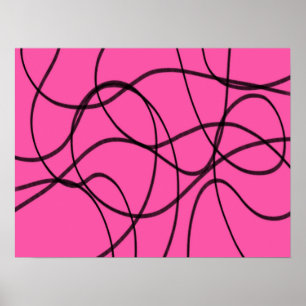 Black on Pink Ribbon Art  Poster