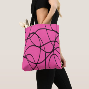 Black on Pink Ribbon Art Tote Bag