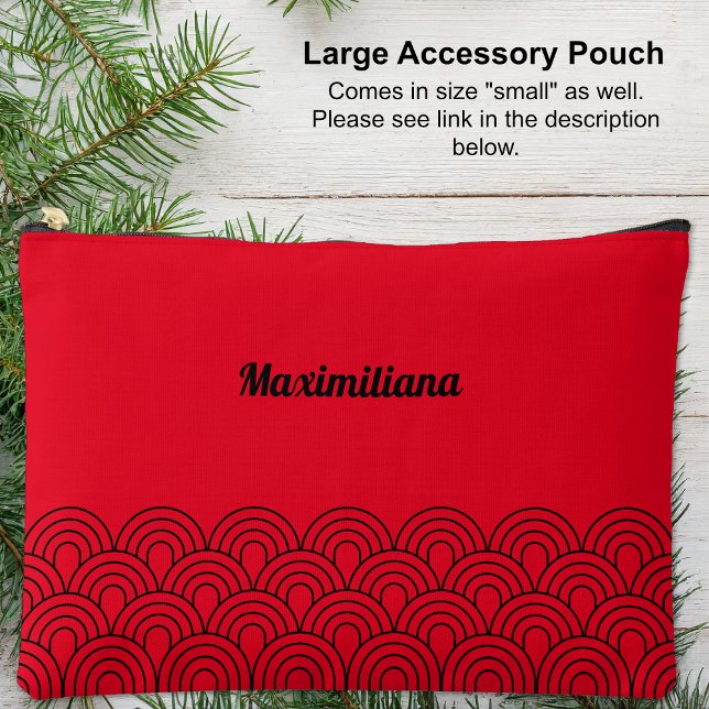 Black on Red - Arches Glam Large Accessory Pouch (Large Accessory Pouch - Black on Red - Arches Glam by Leapfroglisics Shop)