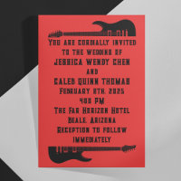 Black on Red Heavy Metal Wedding Invitation