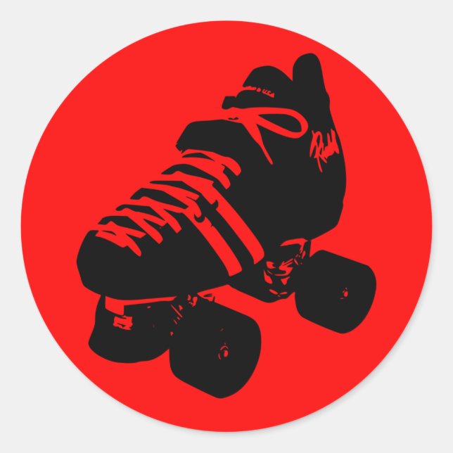Black on Red Roller Derby Skate Sticker (Front)