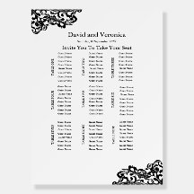 Black on White 9 Table Seating Chart Foam Boards