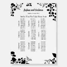 Black on White 9 Table Seating Chart Foam Boards