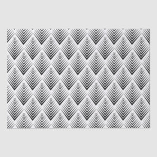 Black on White Art Deco Fan Flowers Pattern   Tissue Paper
