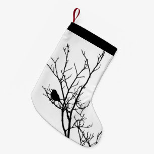 Black On White Bird Silhouette - Small Christmas Stocking