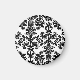 Black on White Brocade Magnet