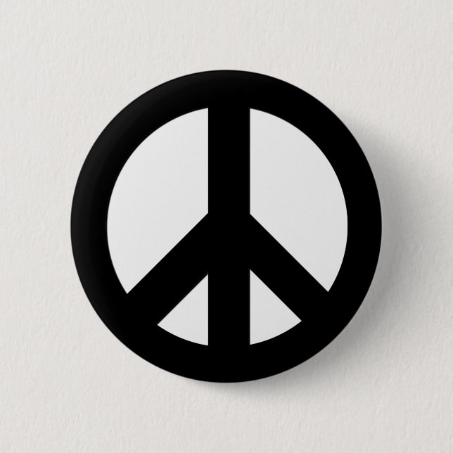 Black on White CND Peace Symbol 6 Cm Round Badge (Front)