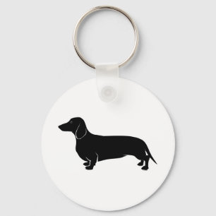 Black on White Dachsund Key Ring