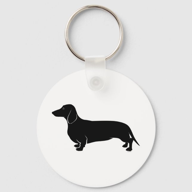 Black on White Dachsund Key Ring (Front)