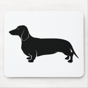 Black on White Dachsund Mouse Pad
