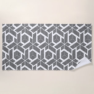 Black on white dots geometric pattern beach towel